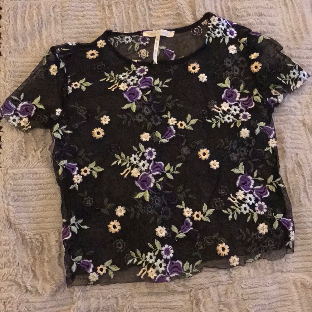 Urban Outfitters stretchy mesh embellished T
